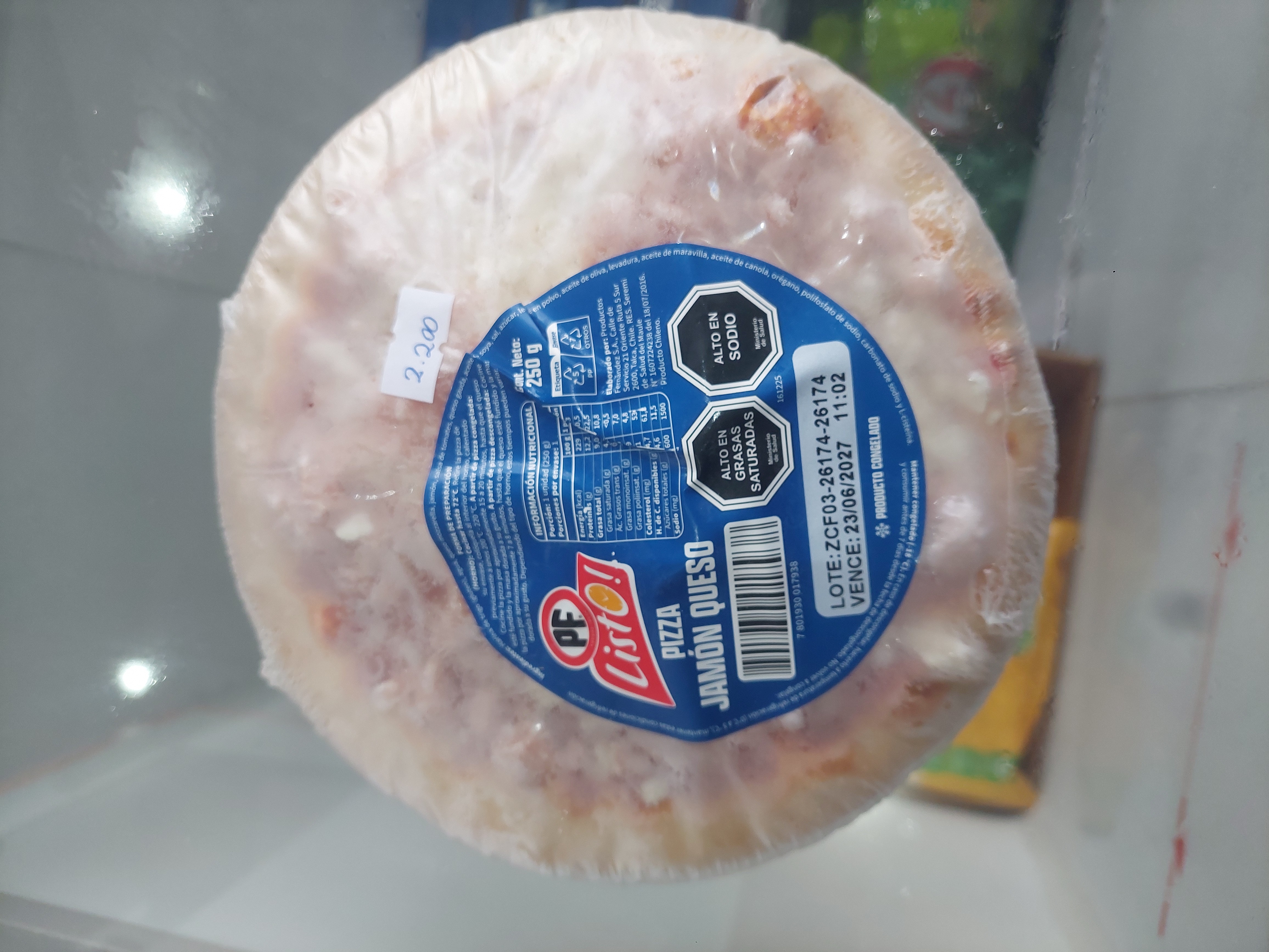 Pizza Jamón Queso PF 250g
