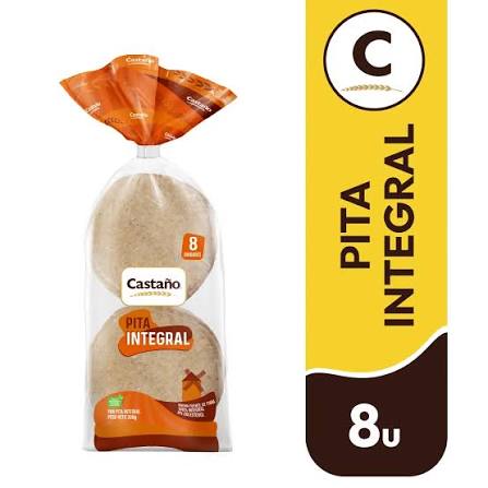 Pan Pita Integral 8 Un 300g Castaño